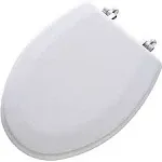 MAYFAIR 1844BNA 000 Toilet Seat with Brushed Nickel Hinges will Never Come Loose, ELONGATE, White - Brushed NickelMAYFAIR 1844BNA 000 Toilet Seat with Brushed Nickel Hinges will Never Come Loose, ELONGATE, White - Brushed Nickel