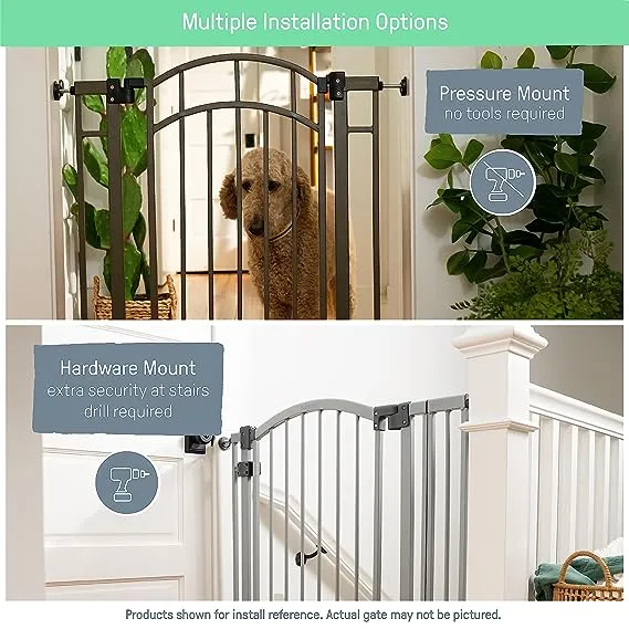 Summer Infant Modern Home Walk-Thru Safety Pet and Baby Gate, 28"-42" Wide, 30" Tall, Pressure or Hardware Mounted, Install on Wall or Banister in Doorway or Stairway, Auto Close Door - Espresso