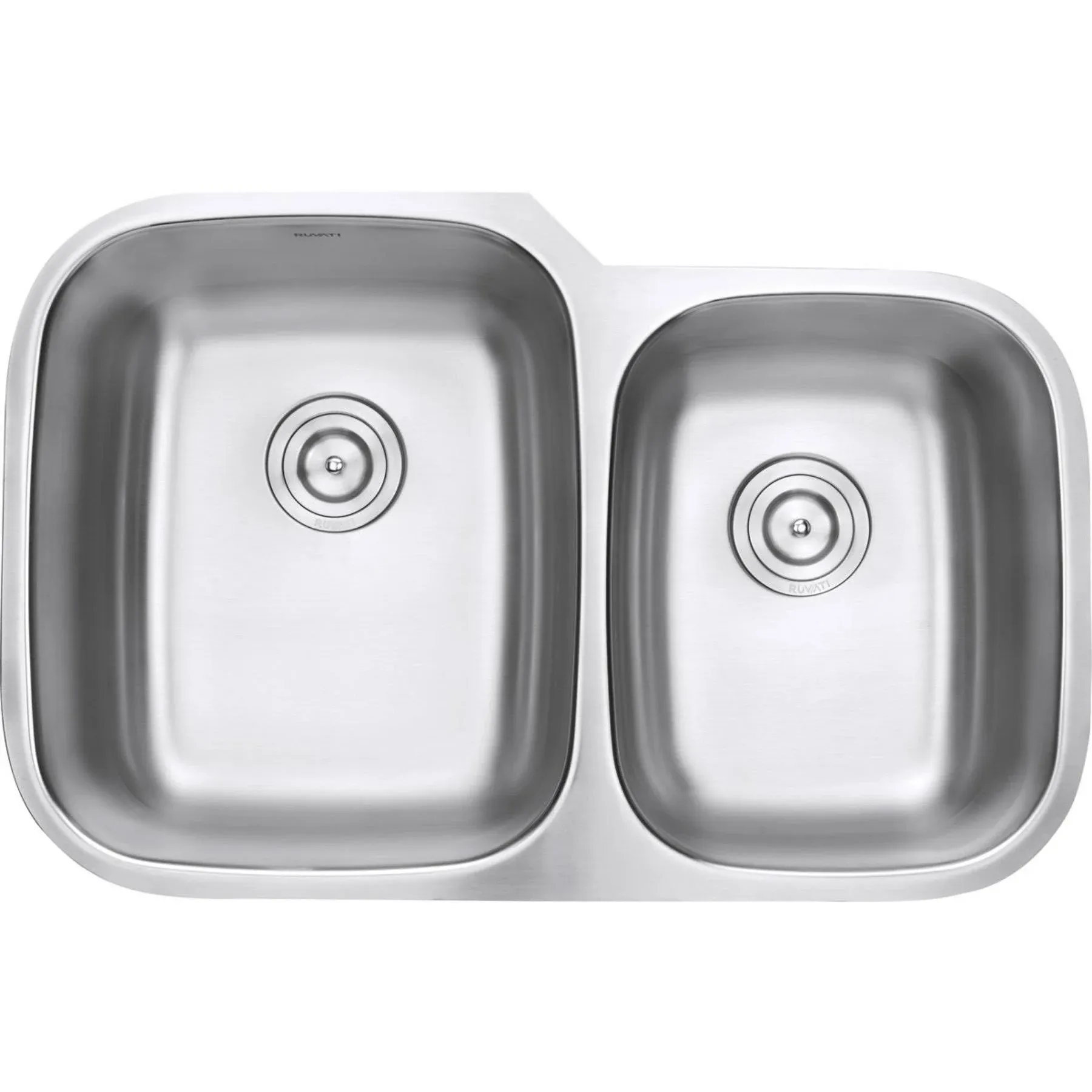 Ruvati RVM4310 Undermount 16 Gauge 32" Kitchen Sink Double Bowl, Stainless Steel